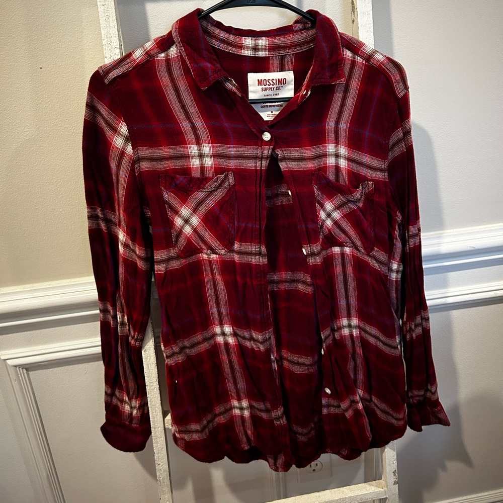Mossimo Red Plaid Button-Up Shirt